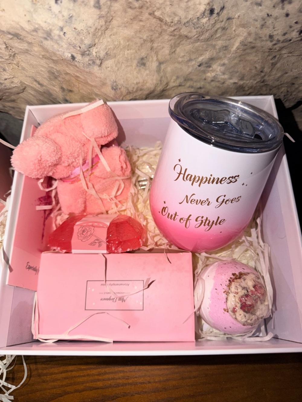 Happiness Never Goes Out of Style Pink Tumbler & Bath Gift Set For Mom